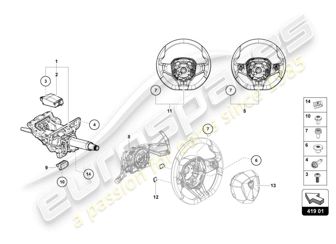 lamborghini lp770-4 svj coupe (2022) steering system part diagram