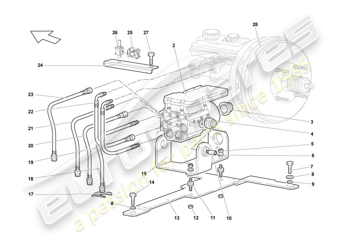 lamborghini lp640 coupe (2007) anti-locking brake syst. -abs- parts diagram