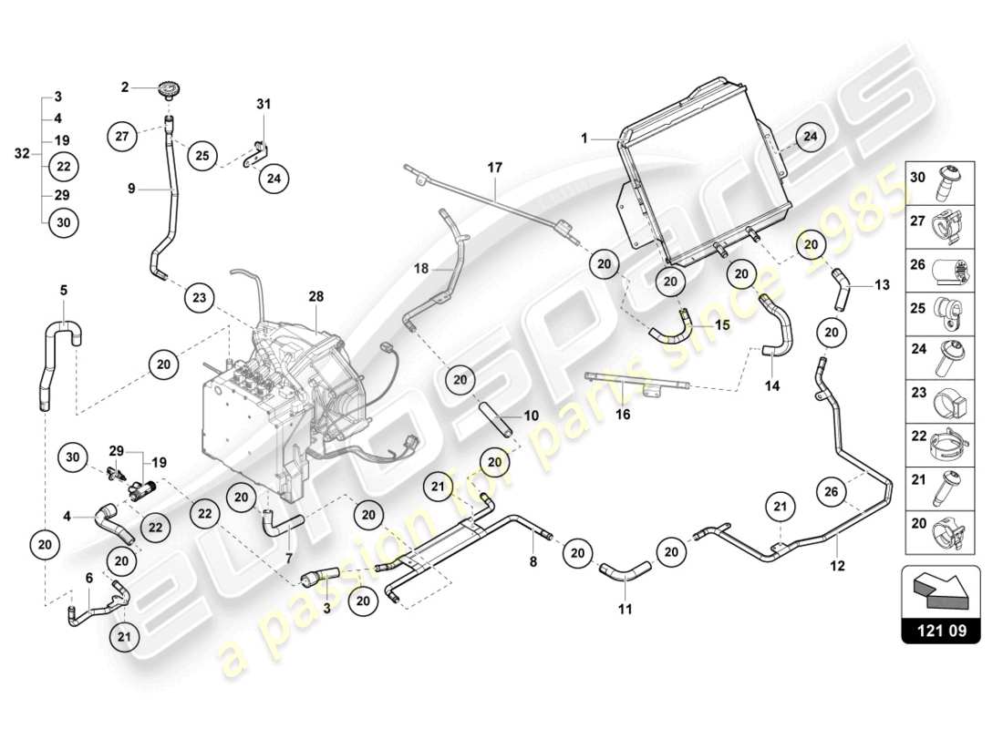 lamborghini countach lpi 800-4 (2022) cooling system parts diagram