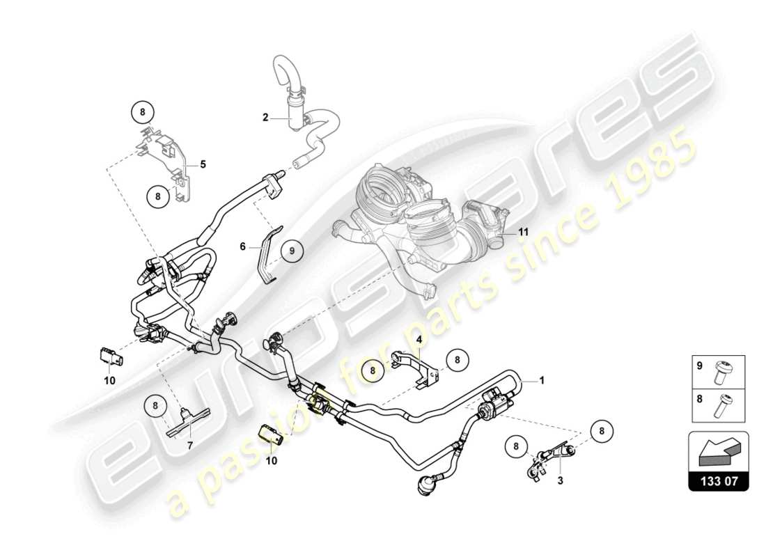 lamborghini urus (2019) fuel supply line 4.0 ltr. parts diagram