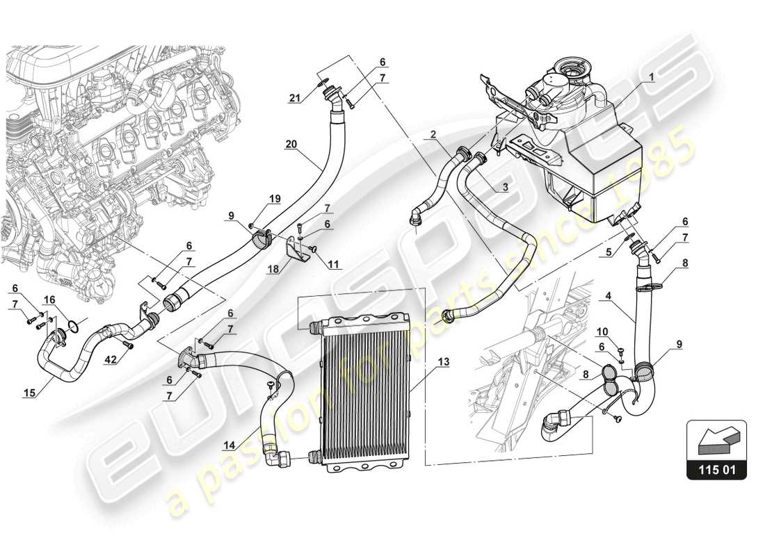 lamborghini gt3 (2017) oil tank - oil cooling part diagram