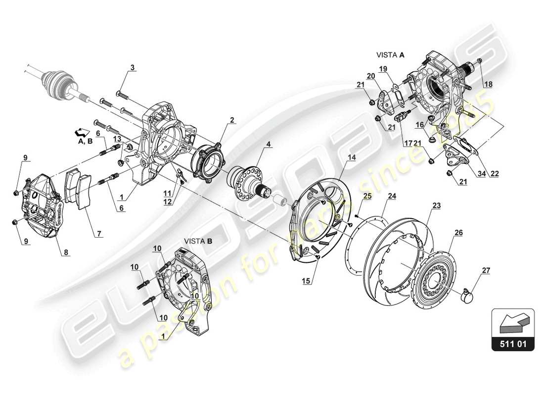 lamborghini gt3 (2017) rear brake disc part diagram