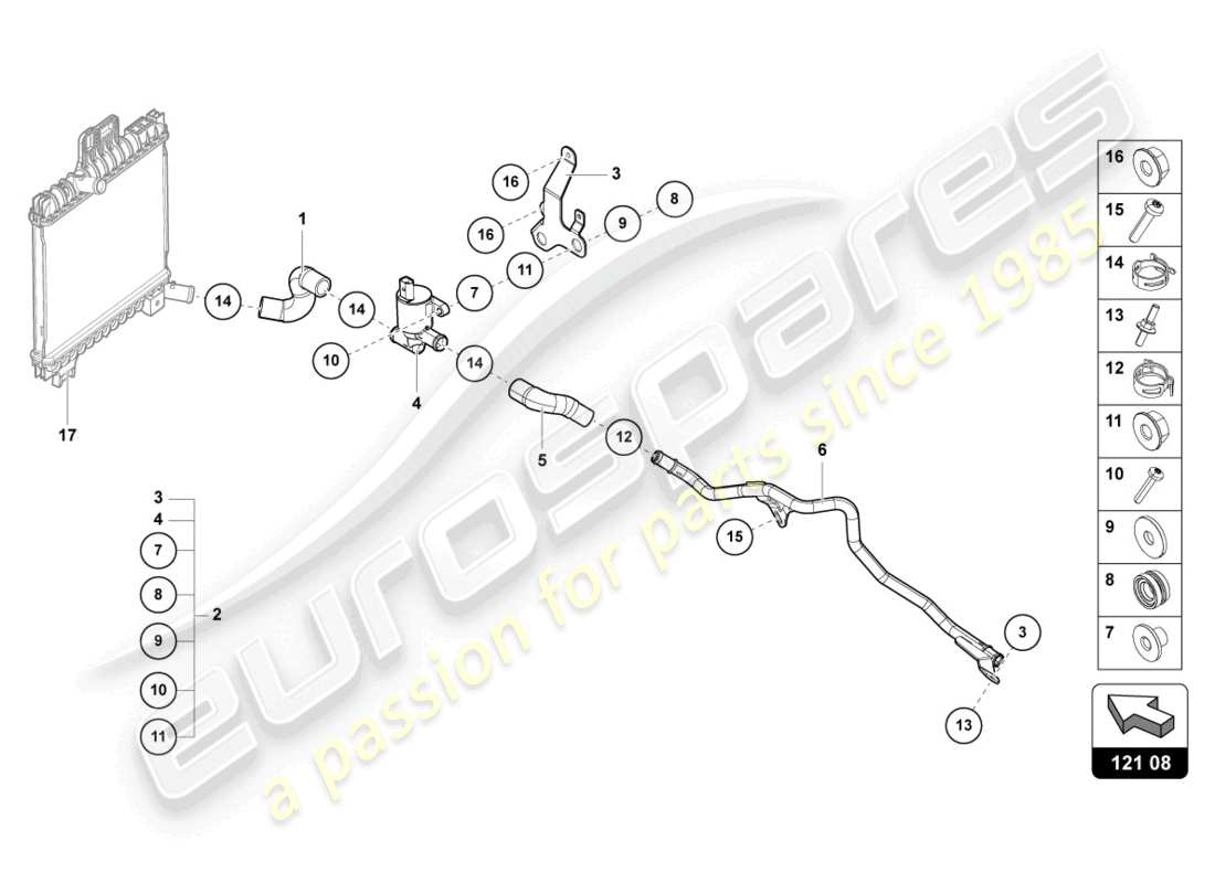 lamborghini urus (2019) coolant pipe parts diagram