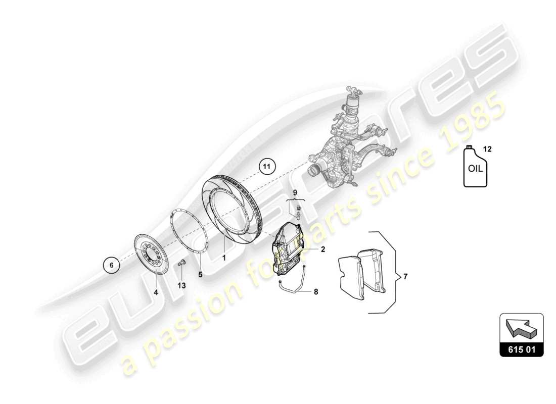 lamborghini super trofeo evo (2018) front brakes discs part diagram