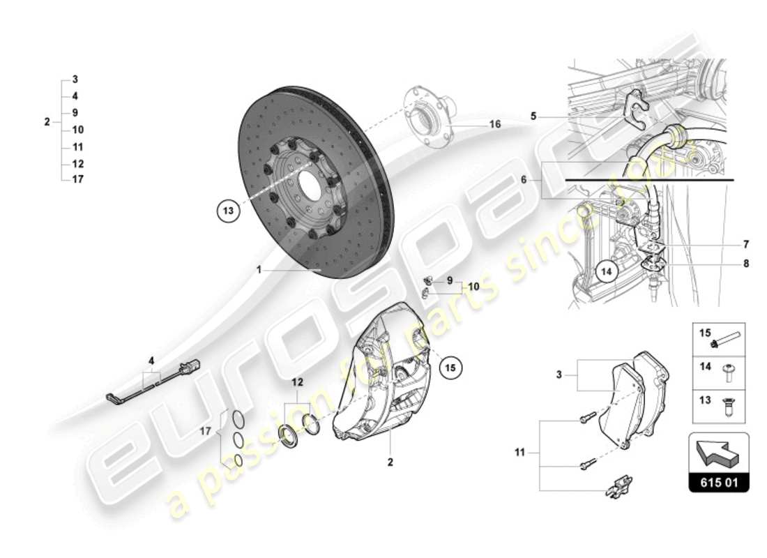 lamborghini lp770-4 svj roadster (2022) brake disc front parts diagram