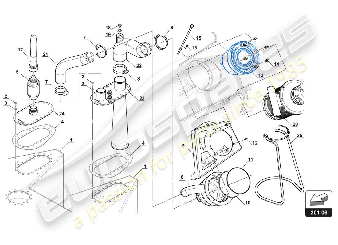 a part diagram from the lamborghini gt3 evo (2018) parts catalogue