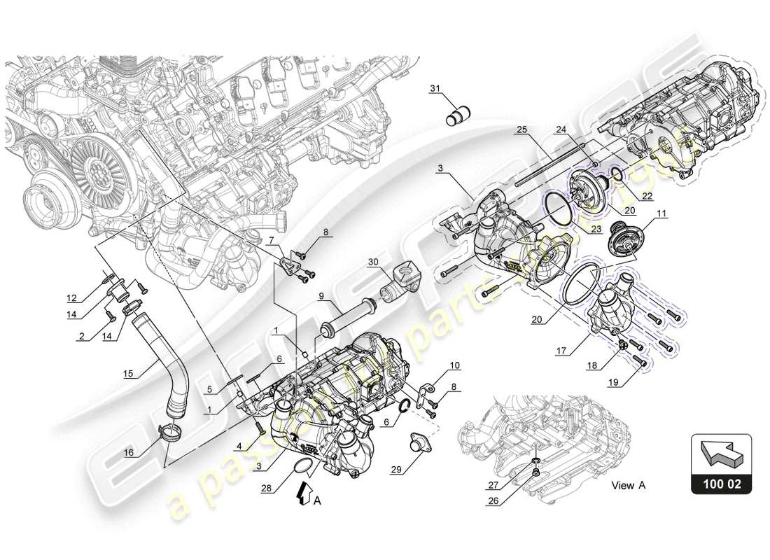 lamborghini gt3 evo (2018) water oil pump part diagram