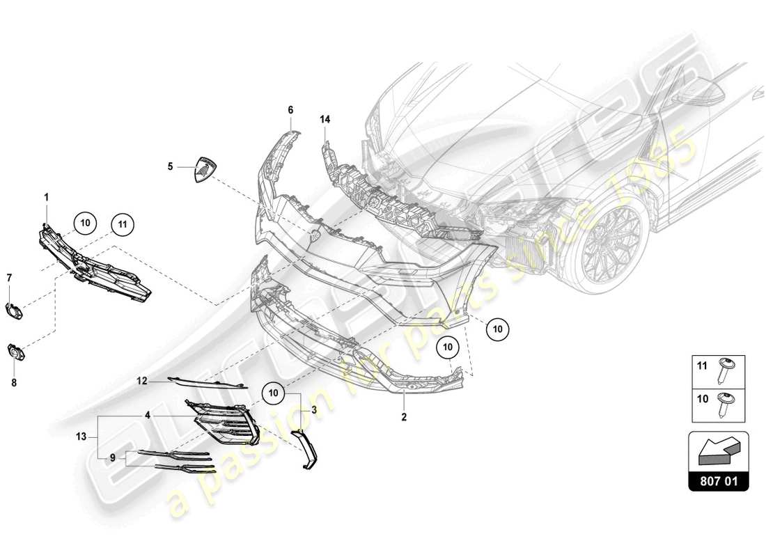 lamborghini urus (2021) insert for bumper front part diagram