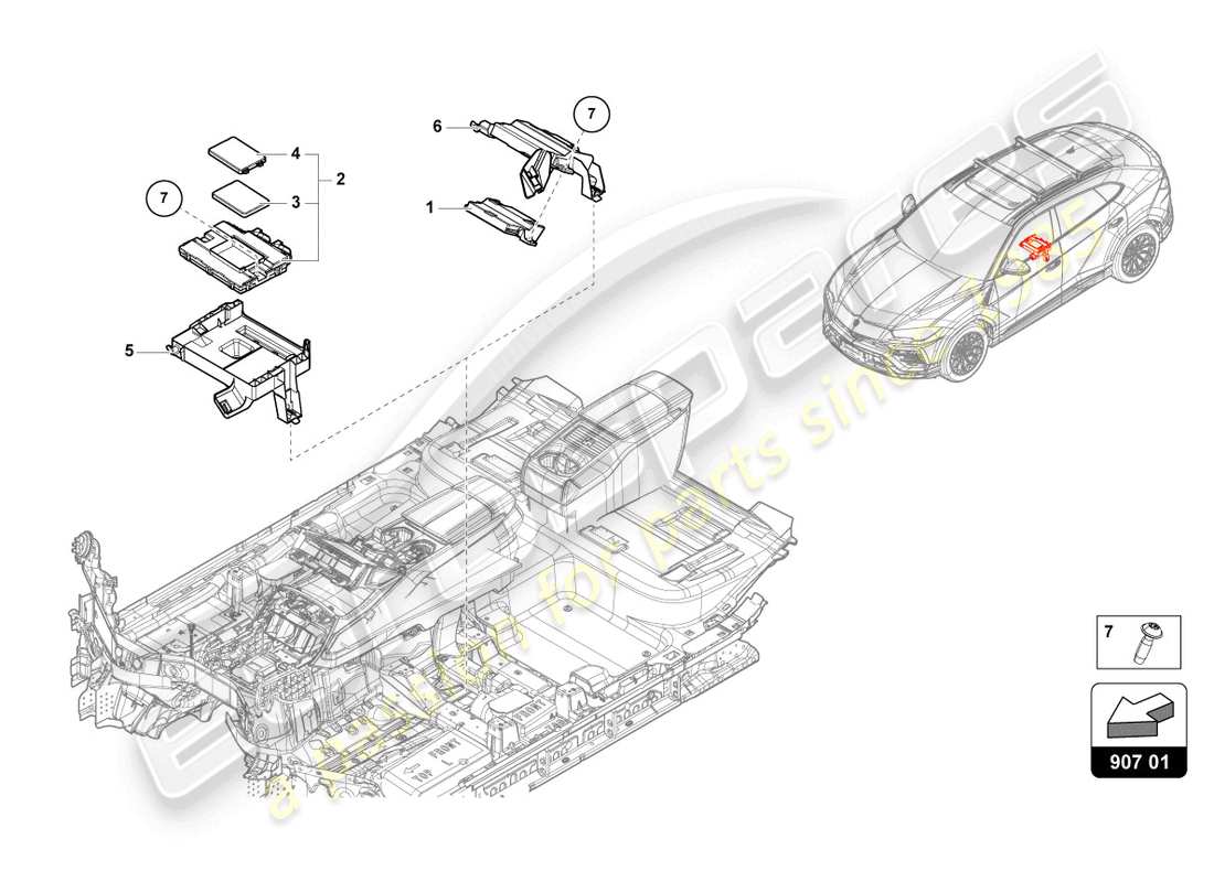 lamborghini urus (2021) diagnosis interface for data bus (gateway) part diagram