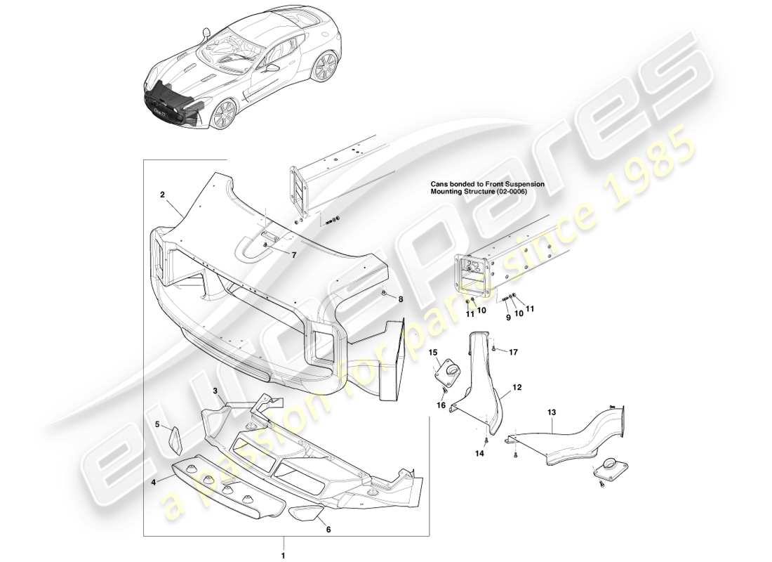 aston martin one-77 (2011) grille opening panel part diagram