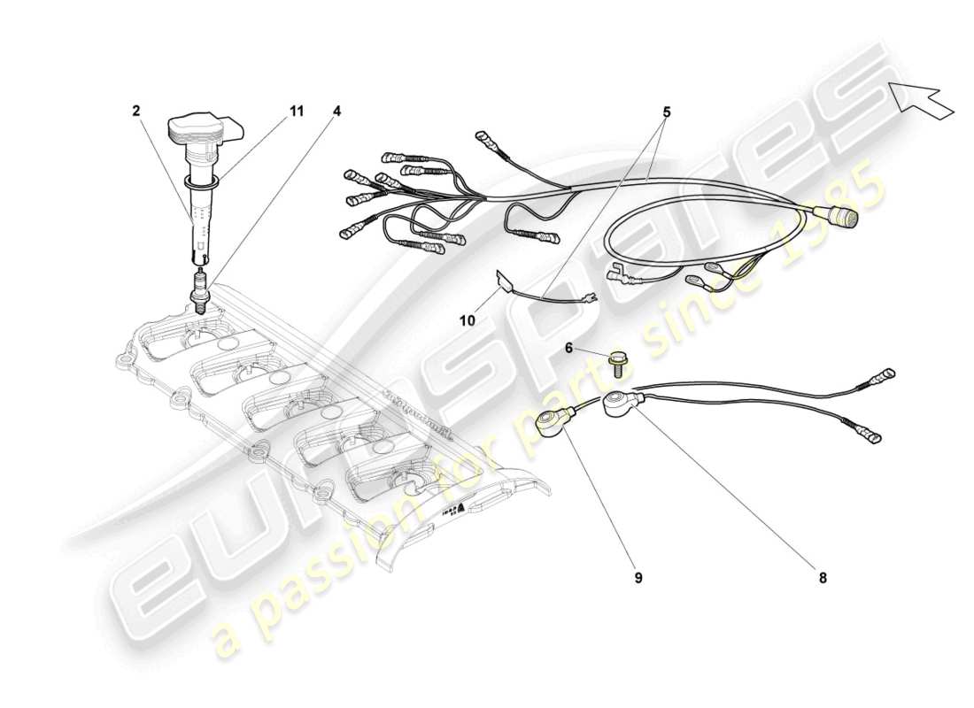 lamborghini gallardo coupe (2005) spark plug parts diagram