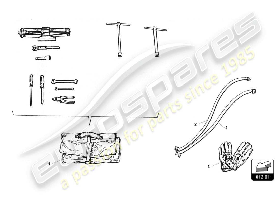 a part diagram from the lamborghini countach 25th anniversary (1989) parts catalogue