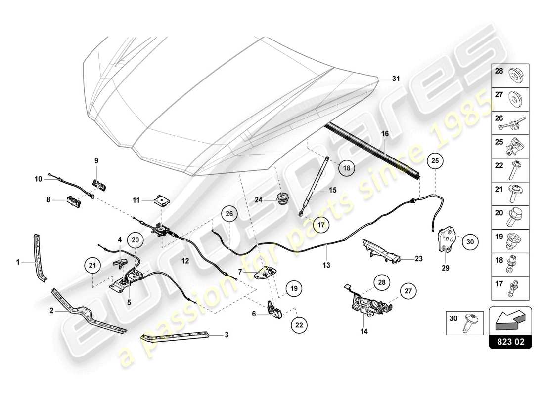 a part diagram from the lamborghini urus performante (2023) parts catalogue