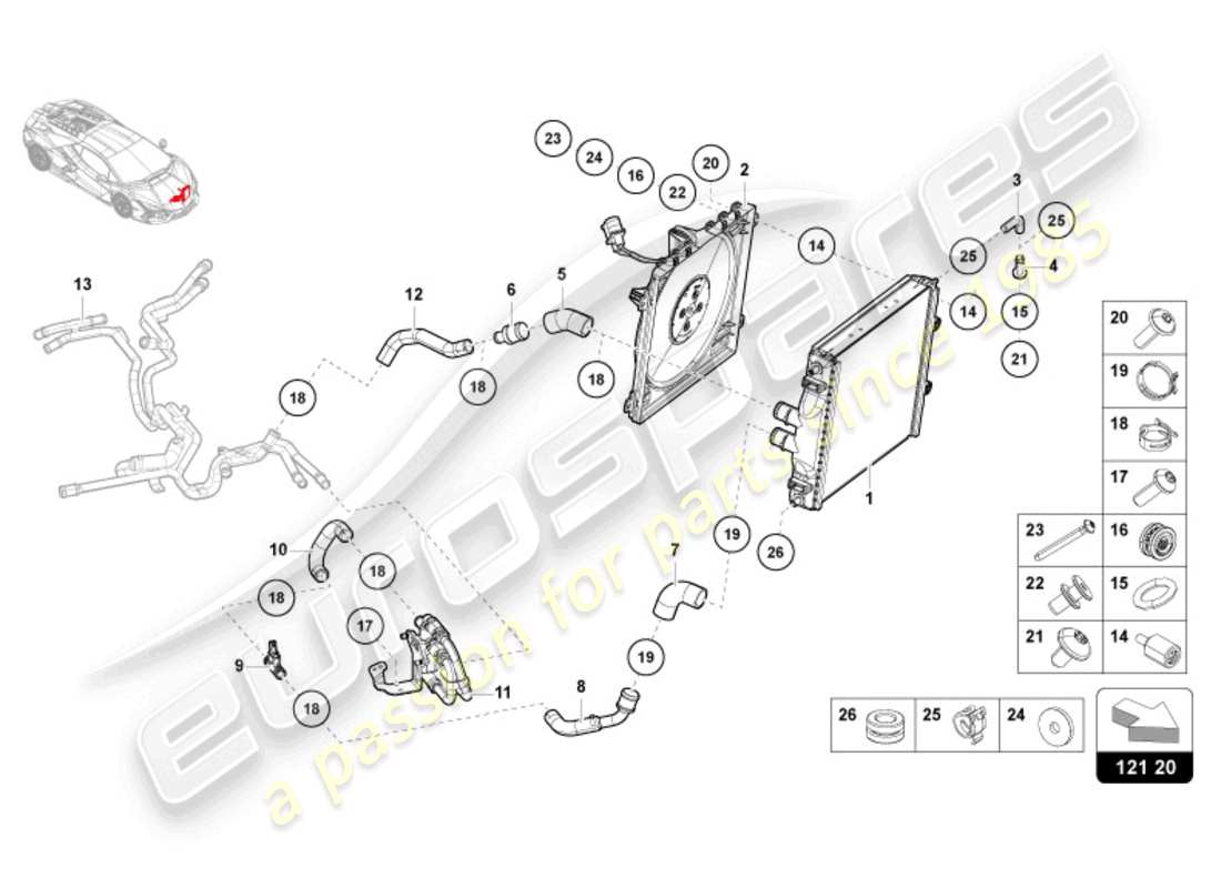 VIEW PARTS DIAGRAMS FROM THE LAMBORGHINI REVUELTO PARTS CATALOGUE a part diagram from the lamborghini revuelto parts catalogue