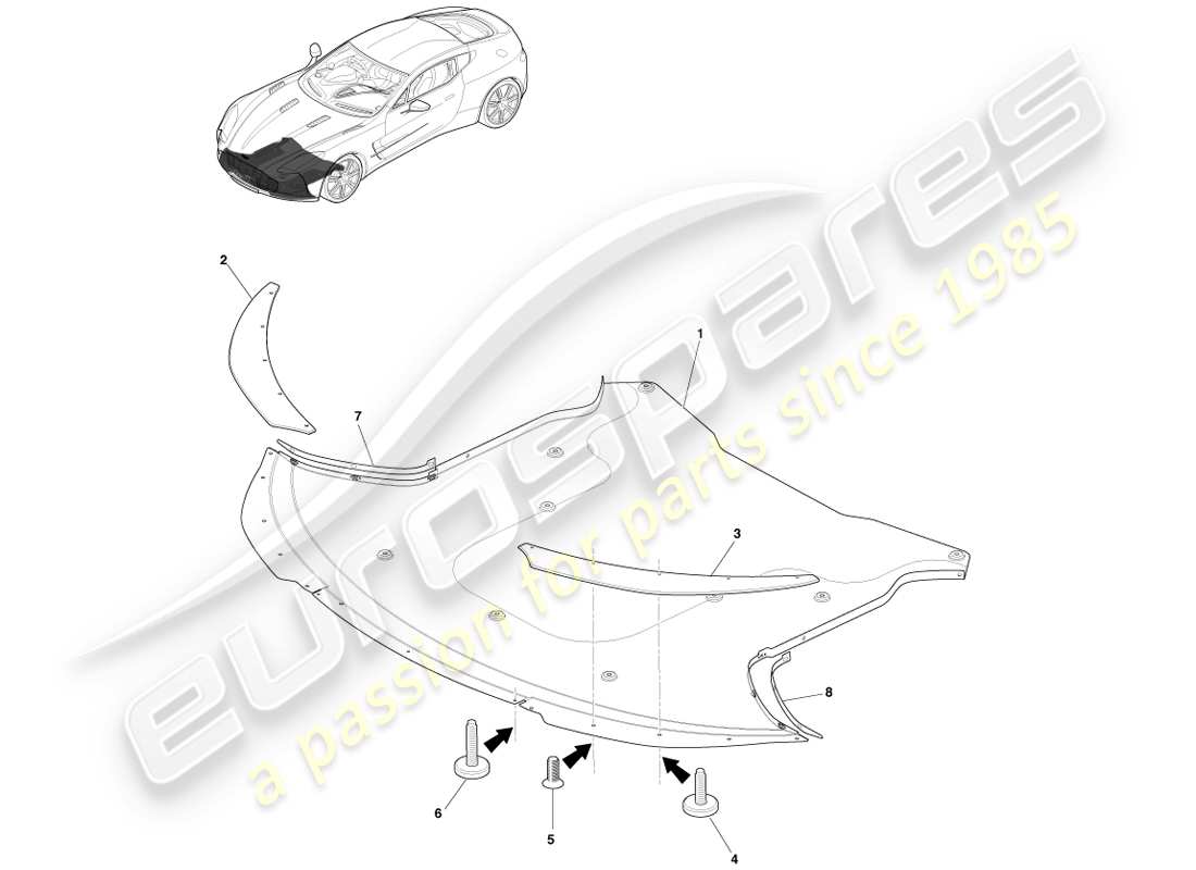 aston martin one-77 (2011) front aero floor part diagram