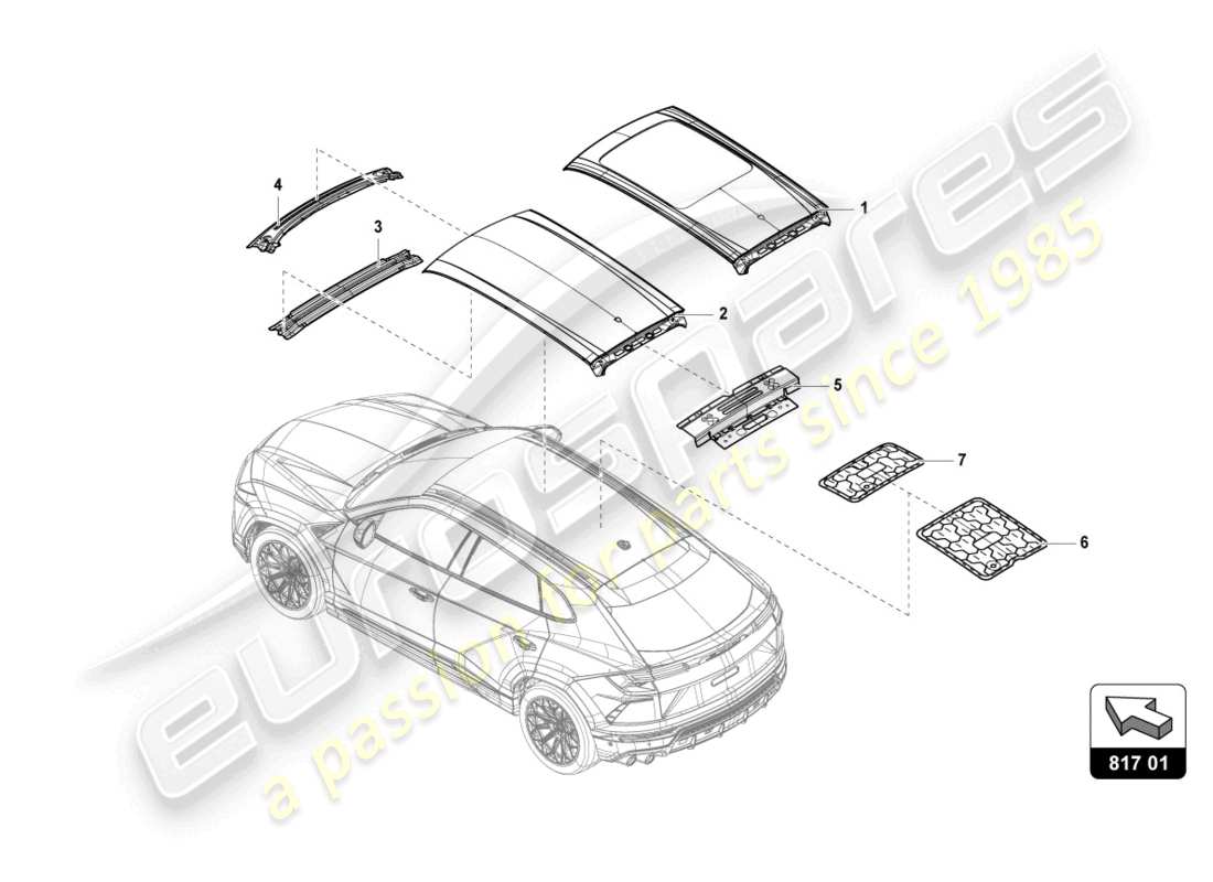 a part diagram from the lamborghini urus s (2023) parts catalogue