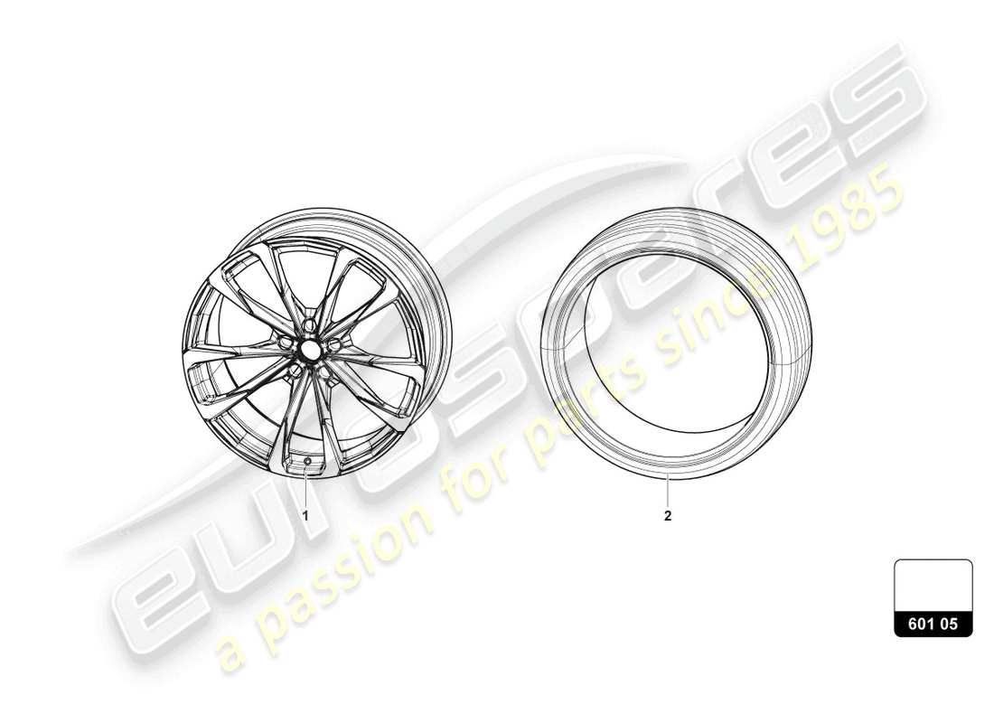 lamborghini urus (2022) wheels/tyres 23 parts diagram