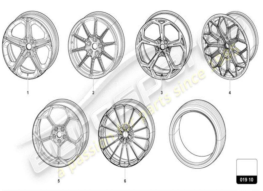 lamborghini urus s (accessories) complete wheel parts diagram