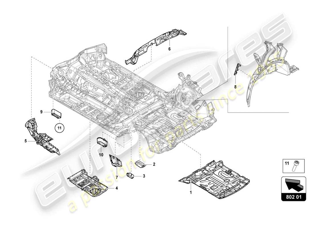 lamborghini urus (2021) bottom plate part diagram