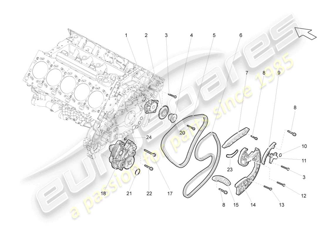 lamborghini gallardo coupe (2006) timing chain part diagram