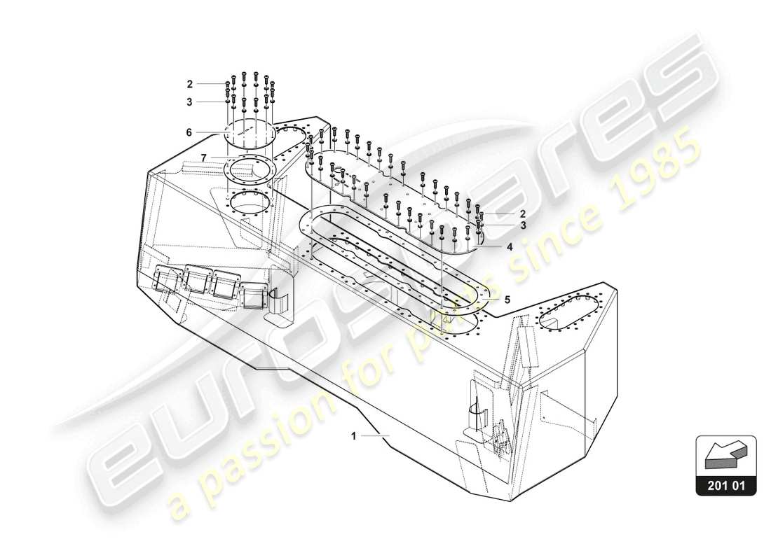 lamborghini gt3 evo (2018) fuel tank part diagram