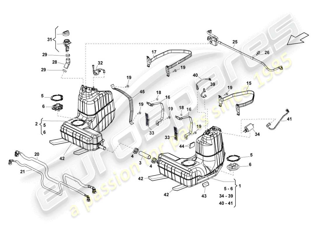 lamborghini lp550-2 coupe (2011) fuel tank with attachments part diagram