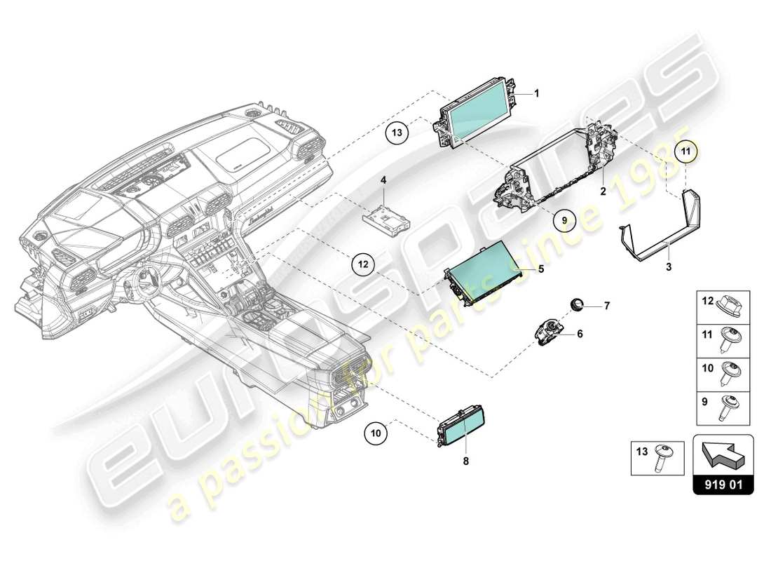 lamborghini urus (2021) multimedia equipment part diagram