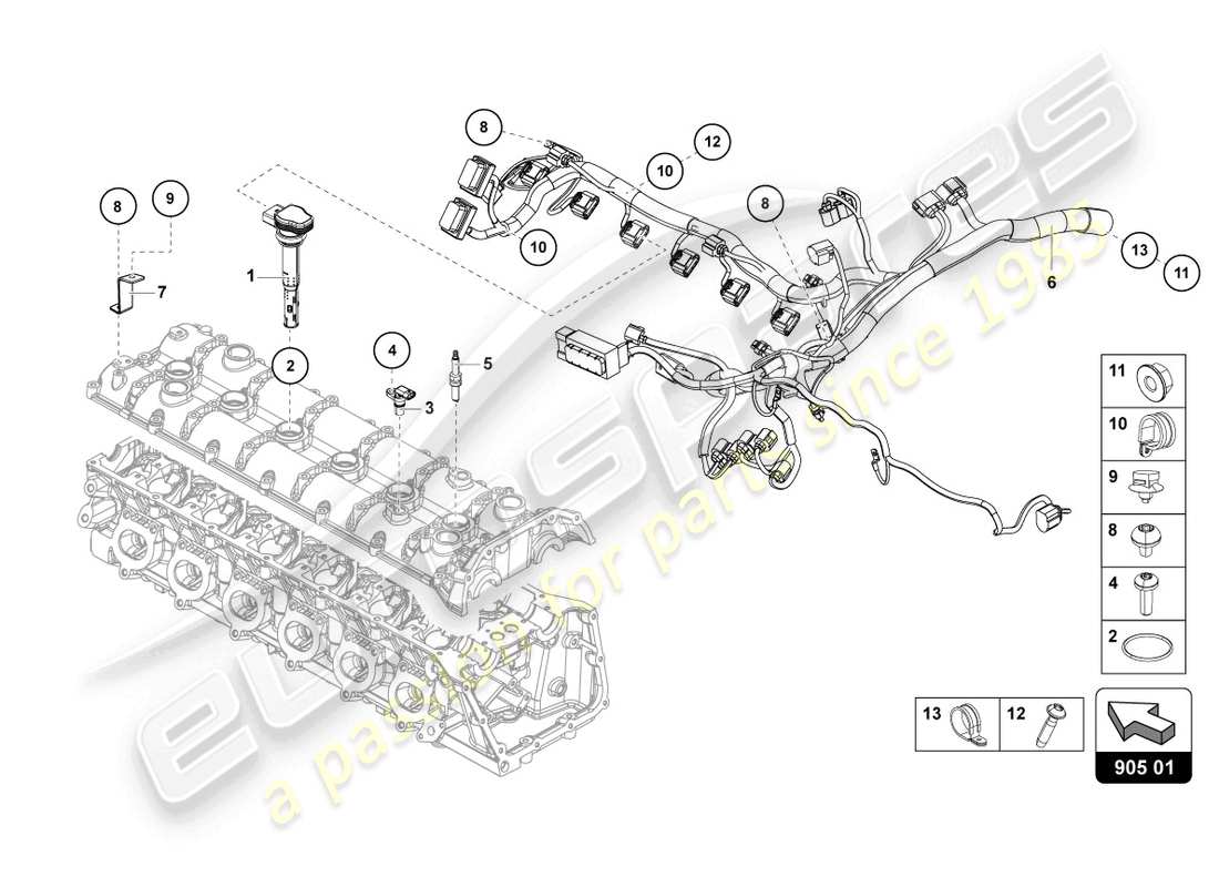 lamborghini lp770-4 svj coupe (2022) ignition system part diagram