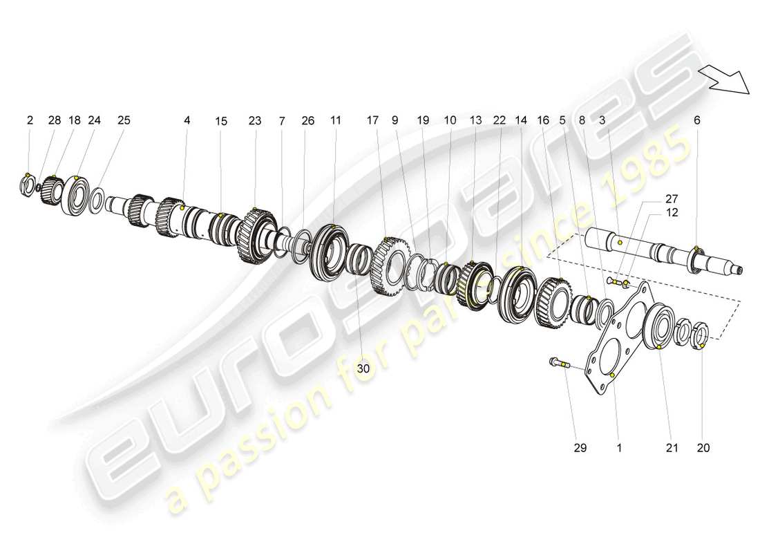 lamborghini gallardo coupe (2004) input shaft parts diagram