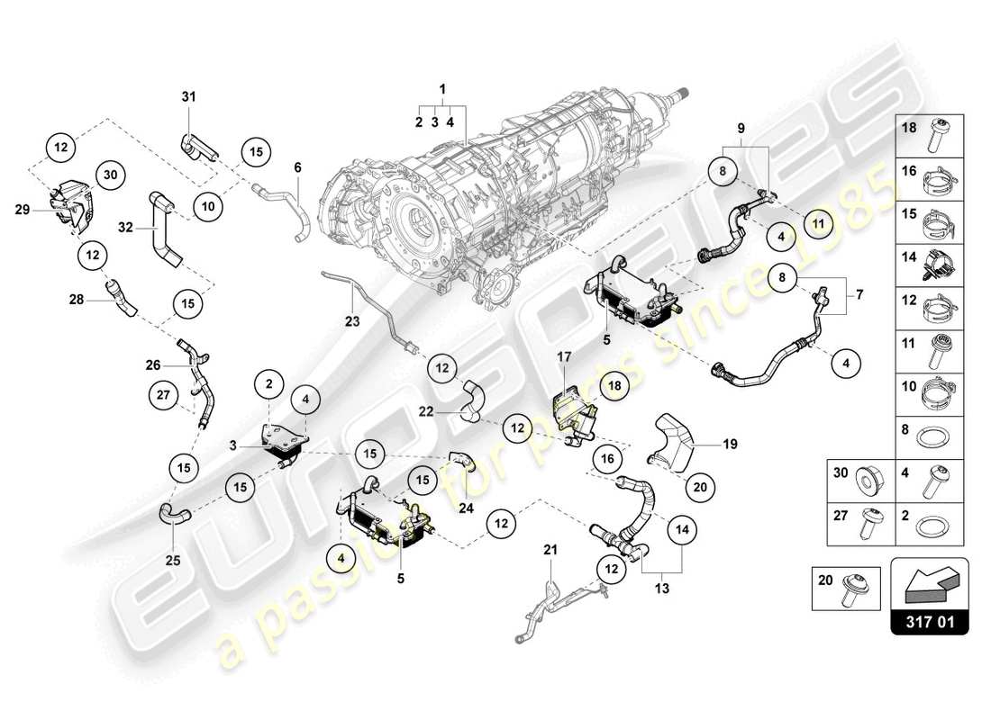 lamborghini urus (2021) cooling system for gear oil parts diagram