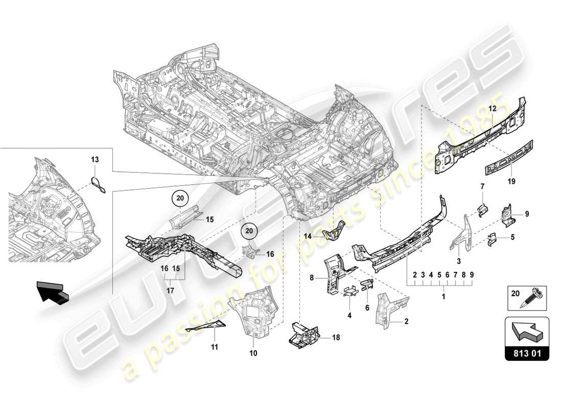 lamborghini urus (2021) underbody rear part diagram