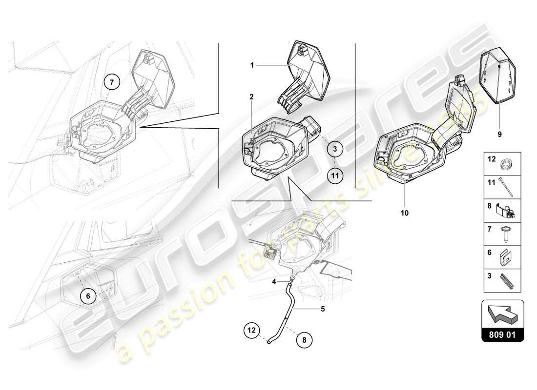 lamborghini lp770-4 svj roadster (2022) fuel filler flap part diagram