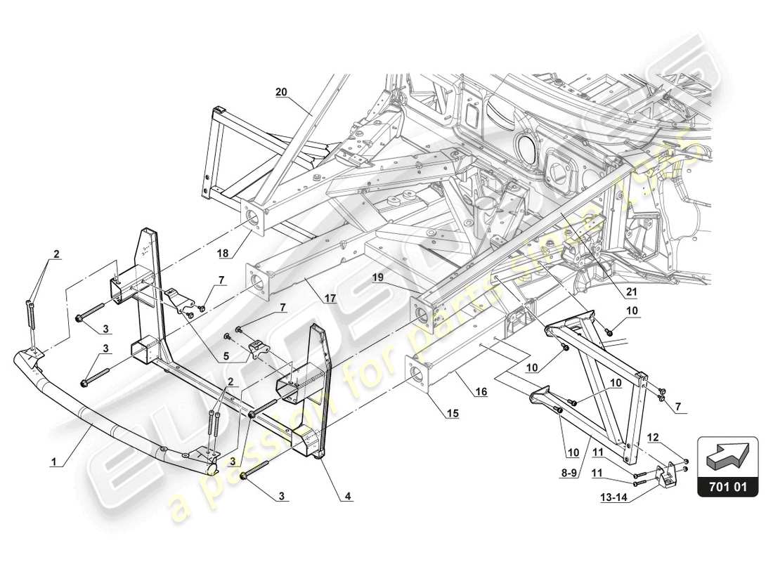 lamborghini gt3 (2017) front frame part diagram