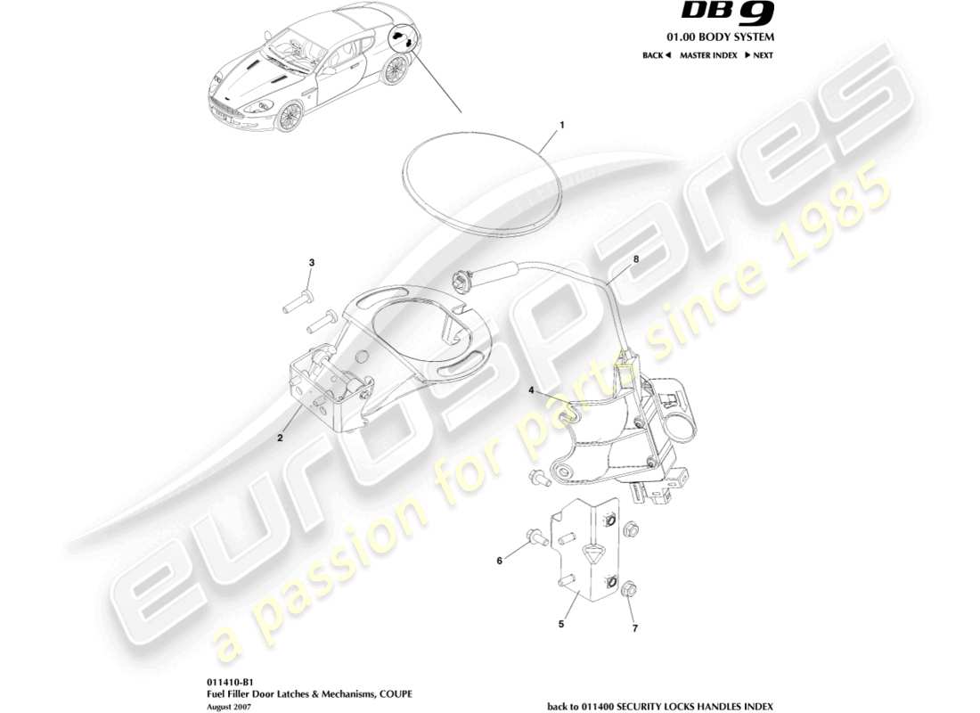 a part diagram from the aston martin db9 (2012) parts catalogue