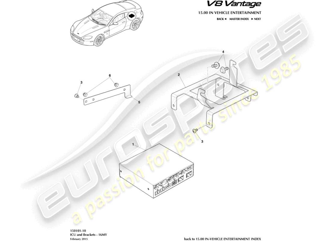 aston martin v8 vantage (2008) icu and bracket, 16my part diagram