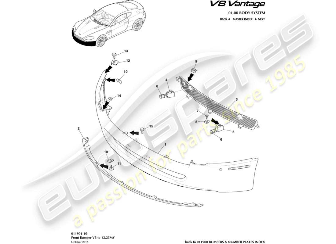 aston martin v8 vantage (2008) front bumper, to 12.25my part diagram