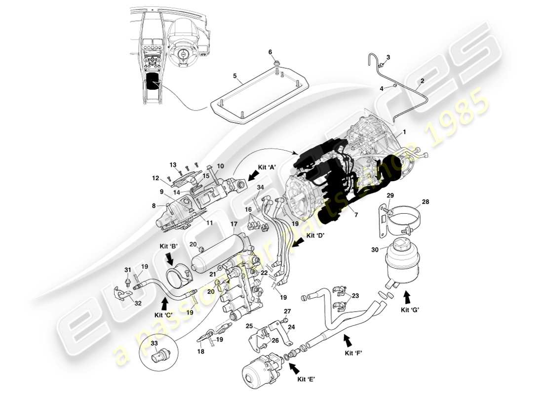 aston martin v8 vantage (2007) sportshift, 6 spd part diagram