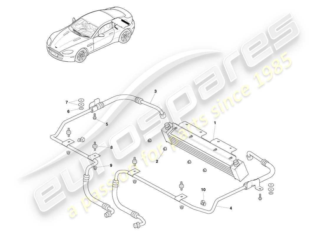 aston martin v8 vantage (2007) transmission cooler part diagram