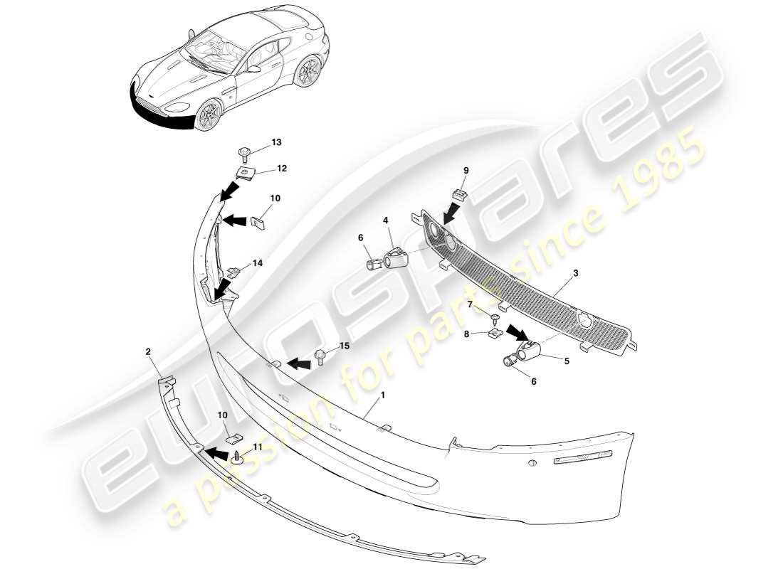 aston martin v8 vantage (2005) front bumper, to 12.25my part diagram