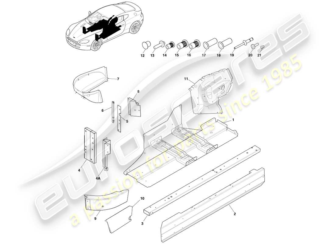 aston martin v8 vantage (2005) underbody part diagram