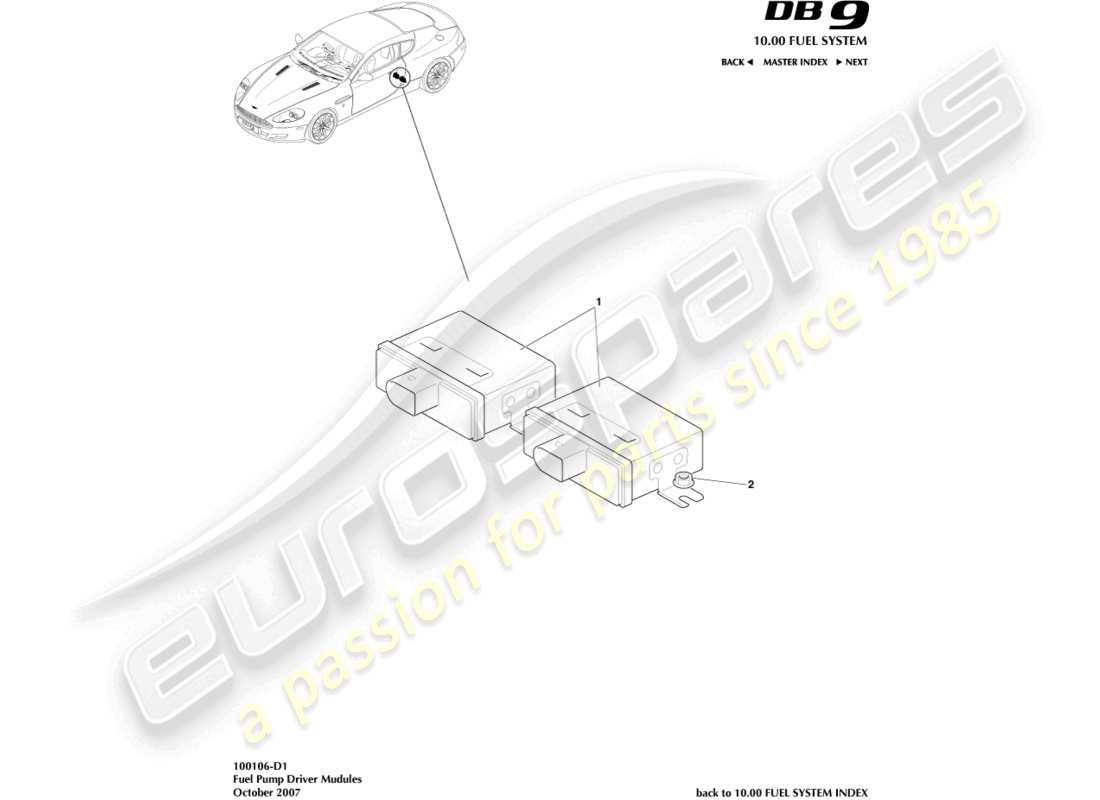 aston martin db9 (2012) fuel pump modules part diagram