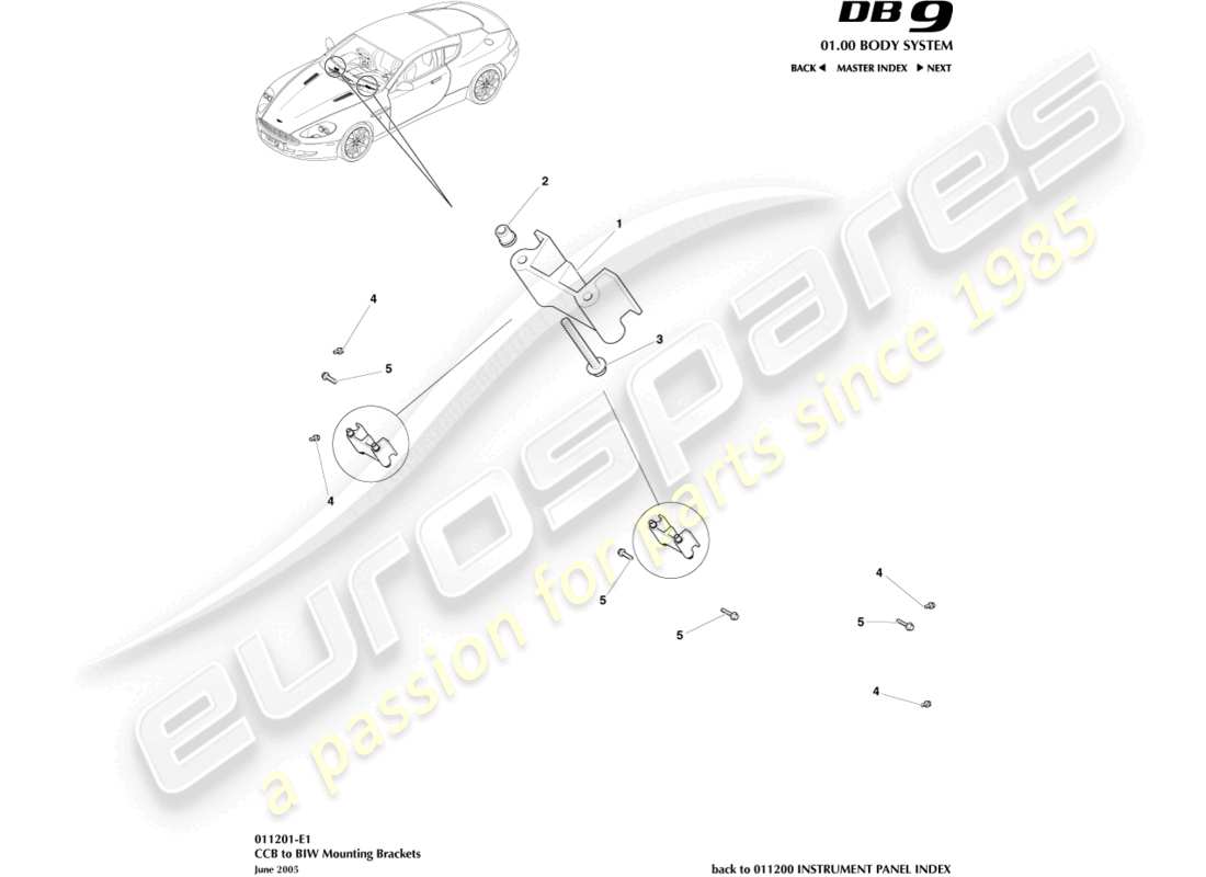 aston martin db9 (2012) ccb to biw brackets part diagram