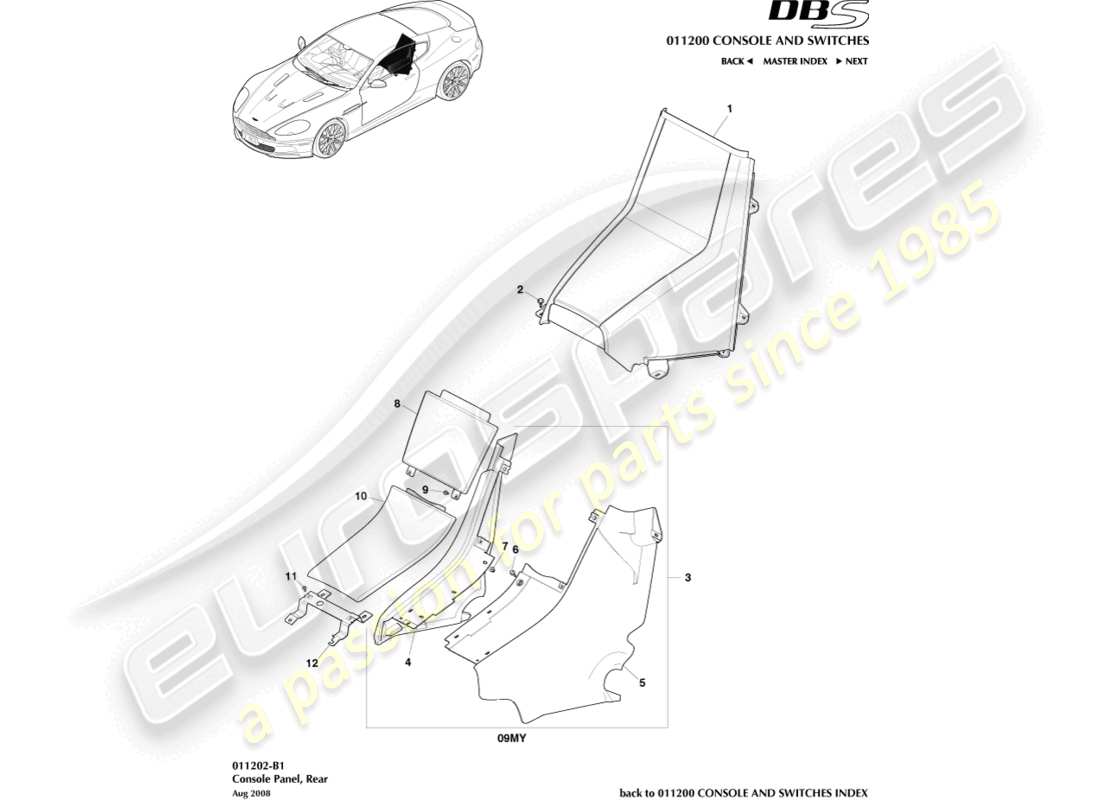 a part diagram from the aston martin dbs (2012) parts catalogue