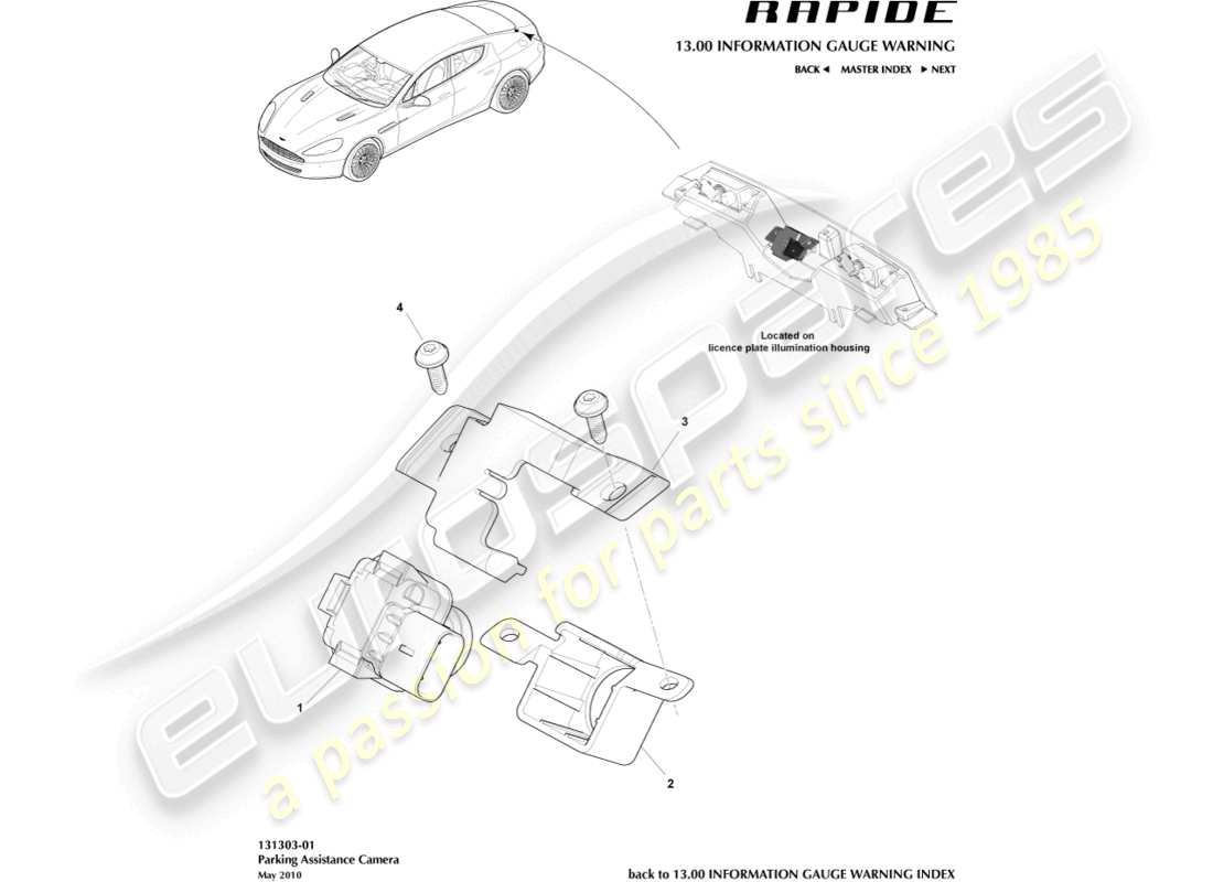 a part diagram from the aston martin rapide (2014) parts catalogue