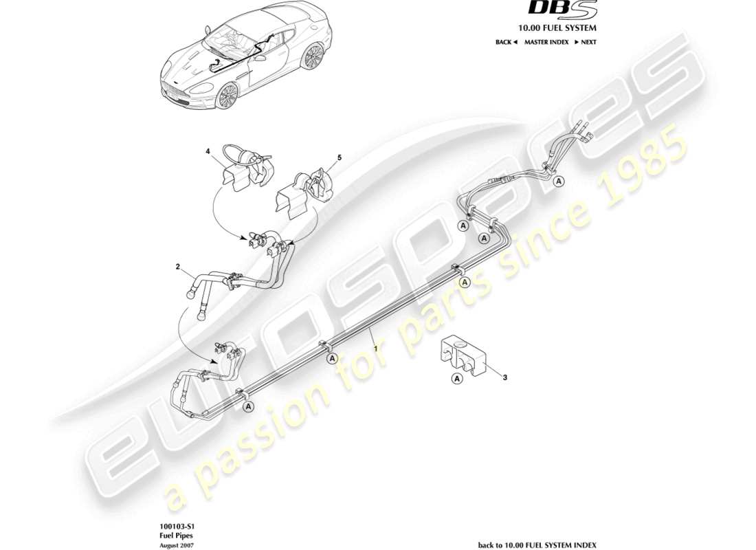 a part diagram from the aston martin dbs (2009) parts catalogue