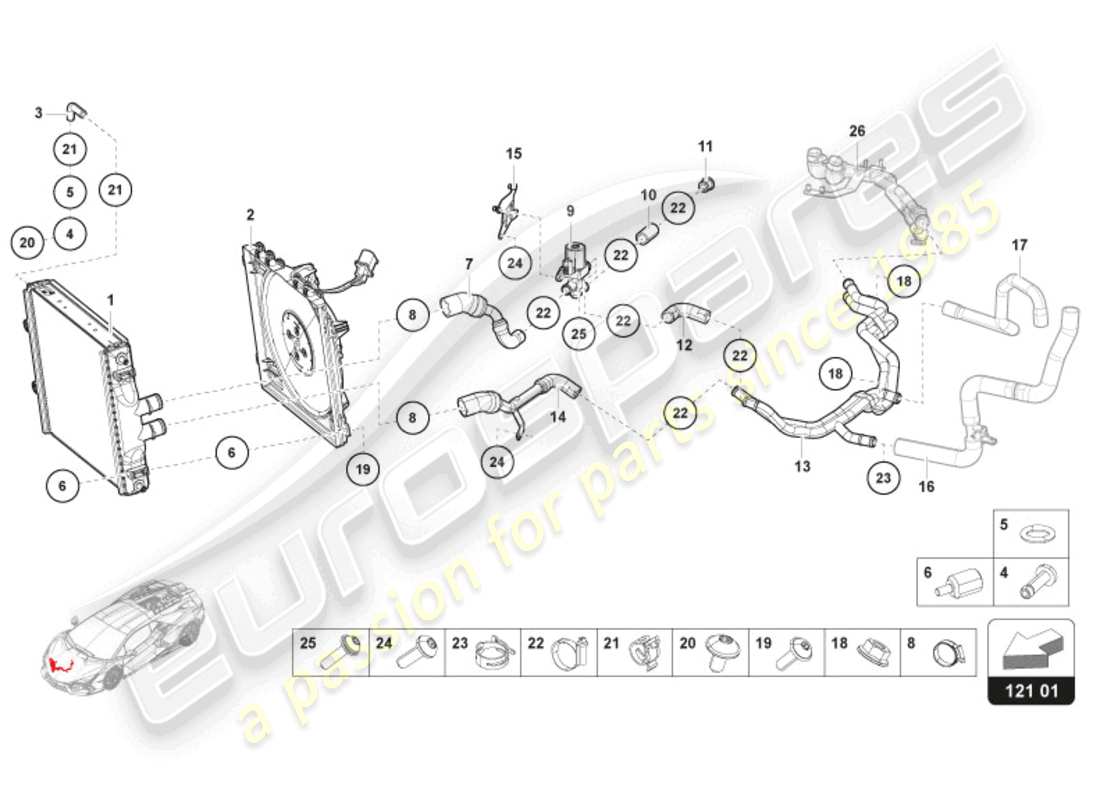 VIEW PARTS DIAGRAMS FROM THE LAMBORGHINI REVUELTO PARTS CATALOGUE a part diagram from the lamborghini revuelto parts catalogue