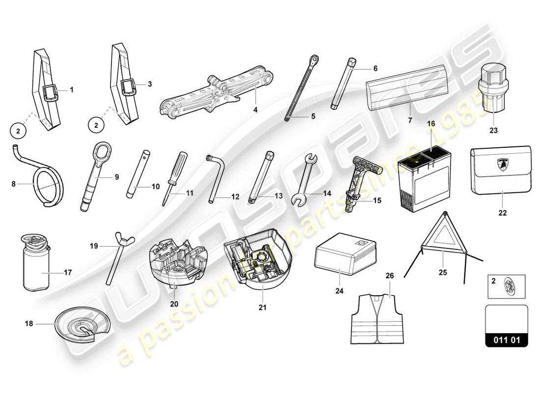 lamborghini urus s (2023) vehicle tools parts diagram