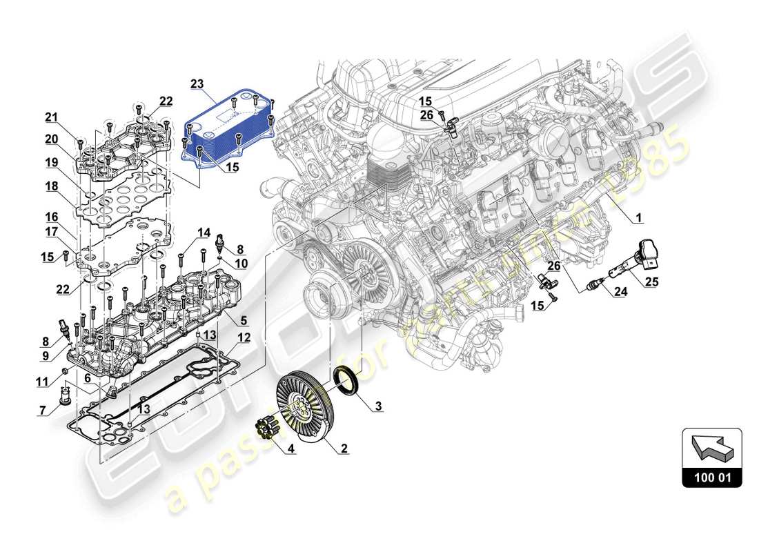 lamborghini gt3 evo (2018) auxiliary engine part diagram