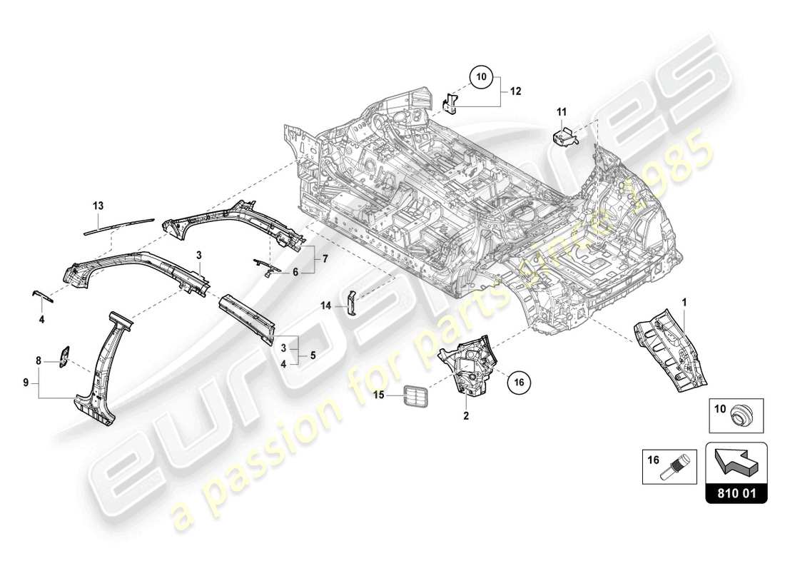 lamborghini urus (2021) side panel, inner side part diagram