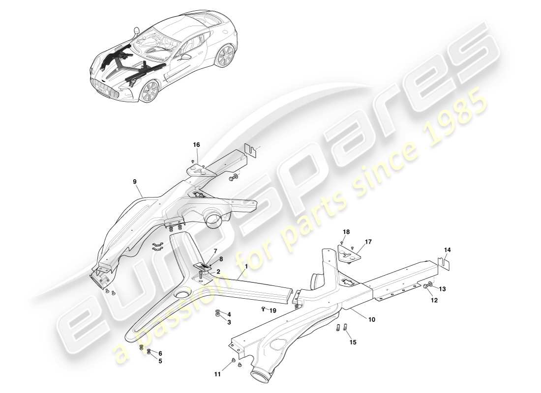 aston martin one-77 (2011) engine bay brace part diagram